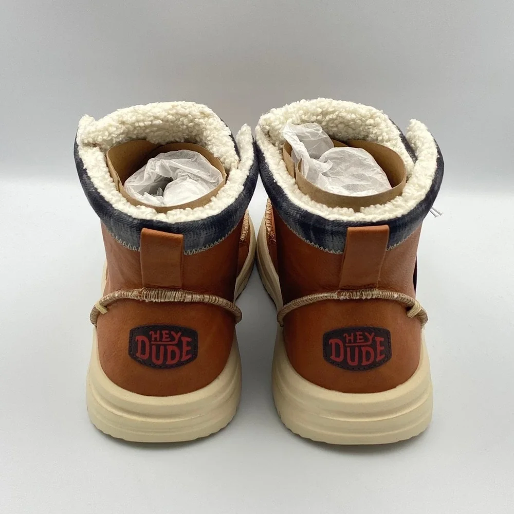 HEY DUDE Bradley Classic Cozy Casual Boots Cognac Brown Men's Size 12 44962-21N
